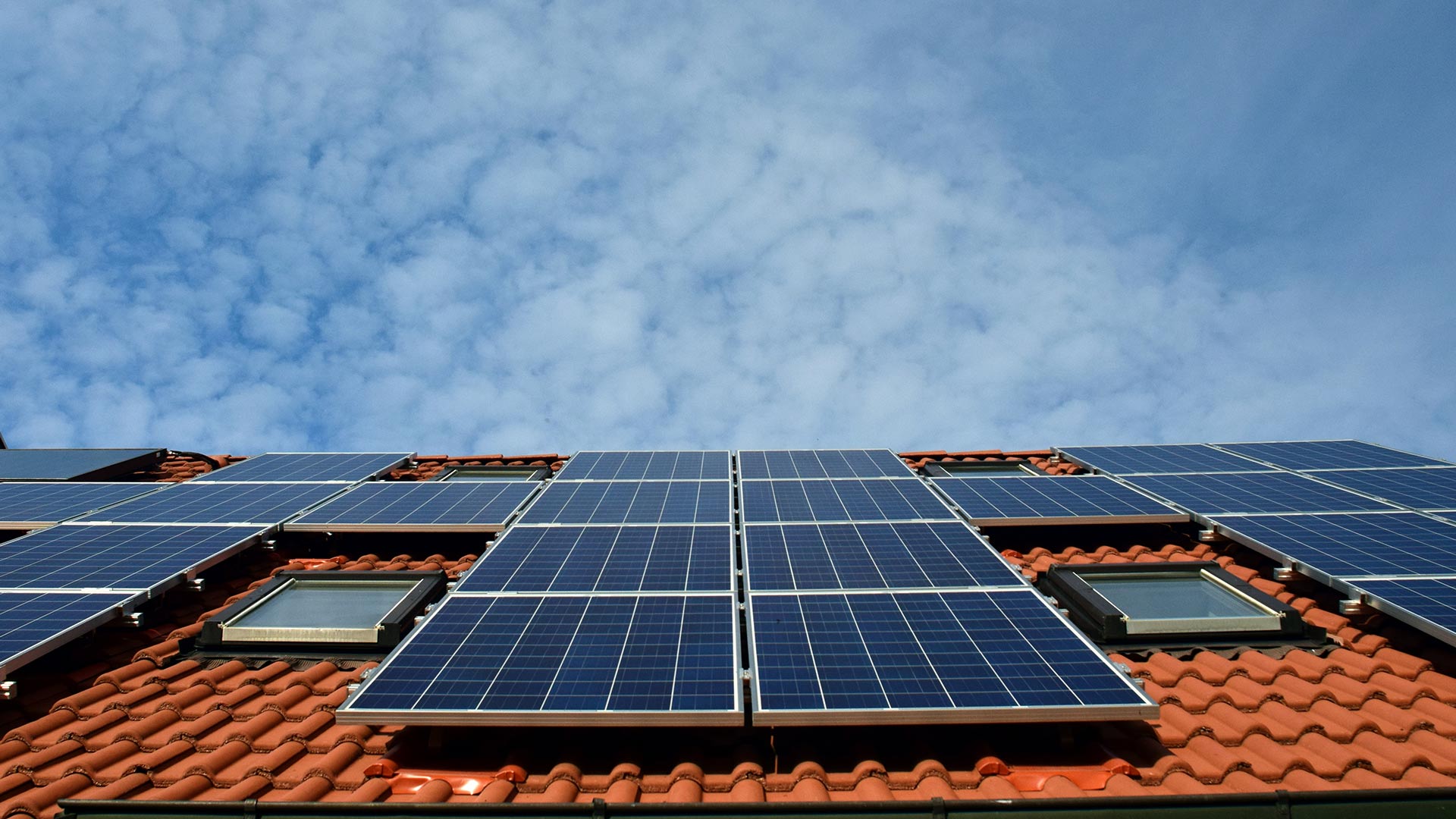 A solar panel array on a rooftop.