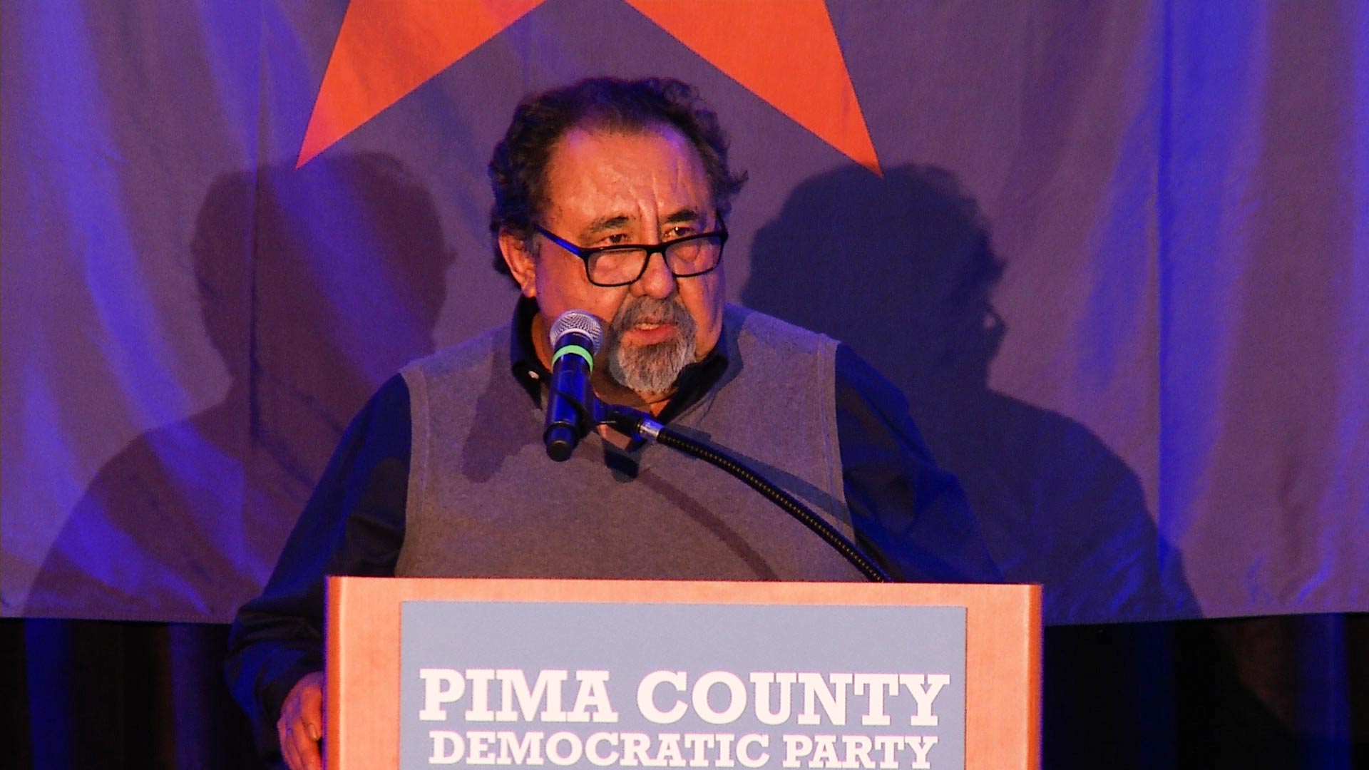 U.S. Rep. Raul Grijalva speaks the the Pima County Democratic Party election night event, Nov. 6, 2018.