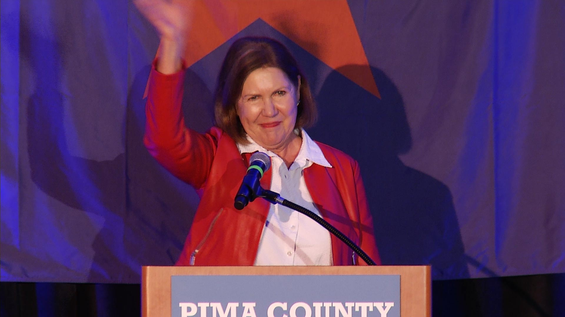 Ann Kirkpatrick speaks at the Democratic watch party in Pima County, Nov. 6, 2018.