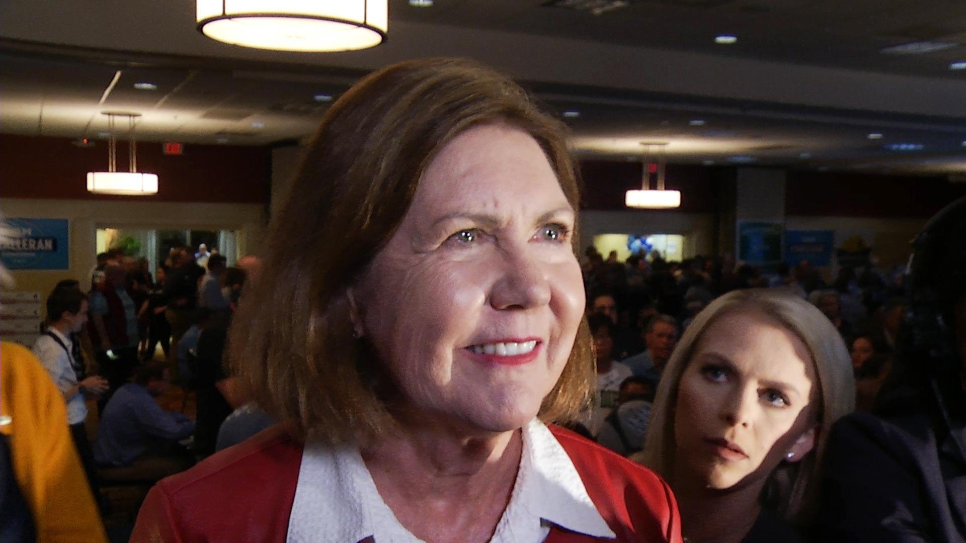 U.S. Rep. Ann Kirkpatrick speaks to the media, Election Day, Nov. 6, 2018.