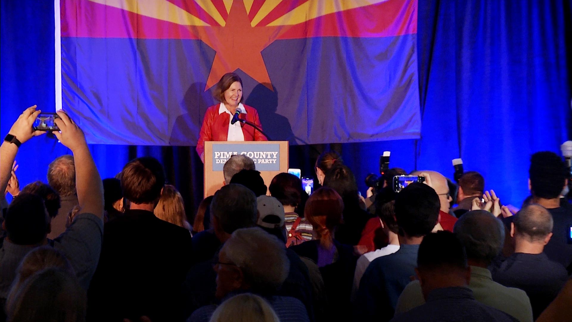 Shortly after being declared winner in the race for the 2nd Congressional District, Democrat Ann Kirkpatrick delivers a speech at an event hosted by the Pima County Democratic Party at the DoubleTree by Hilton Hotel Tucson on Tuesday, Nov. 6, 2018. 