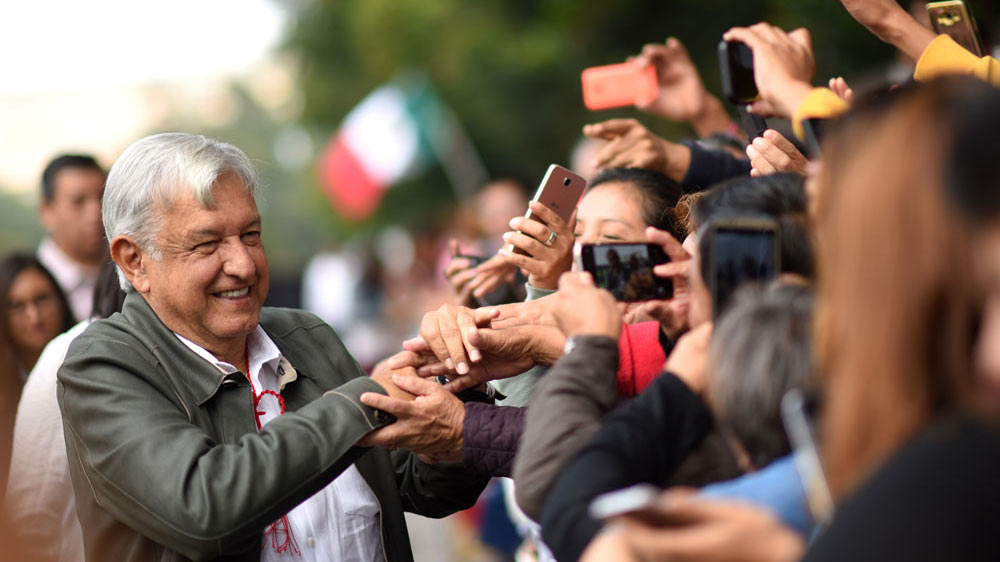 Andrés Manuel López Obrador greets supporters in this image published on the day of his transition to the presidency, Dec. 1, 2018.