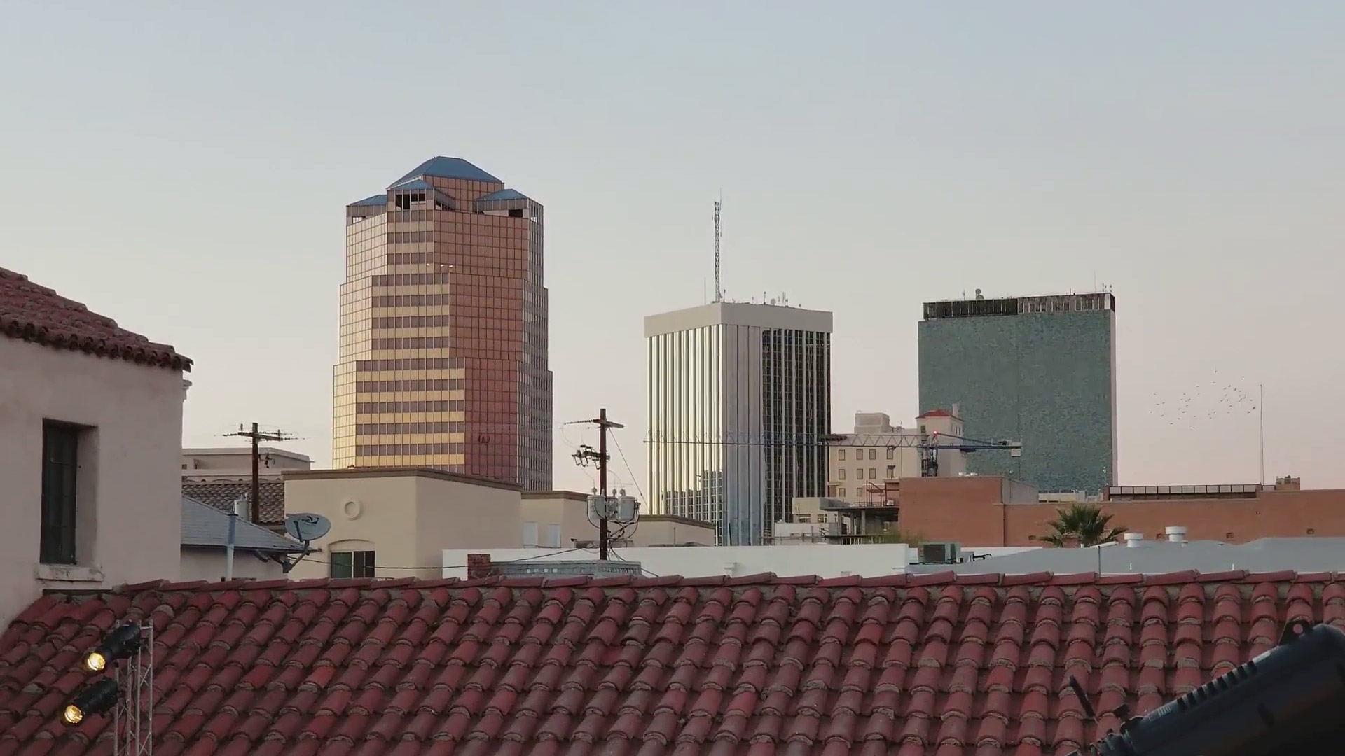 A view of buildings in downtown Tucson from the Temple of Music and Art, January 2018.