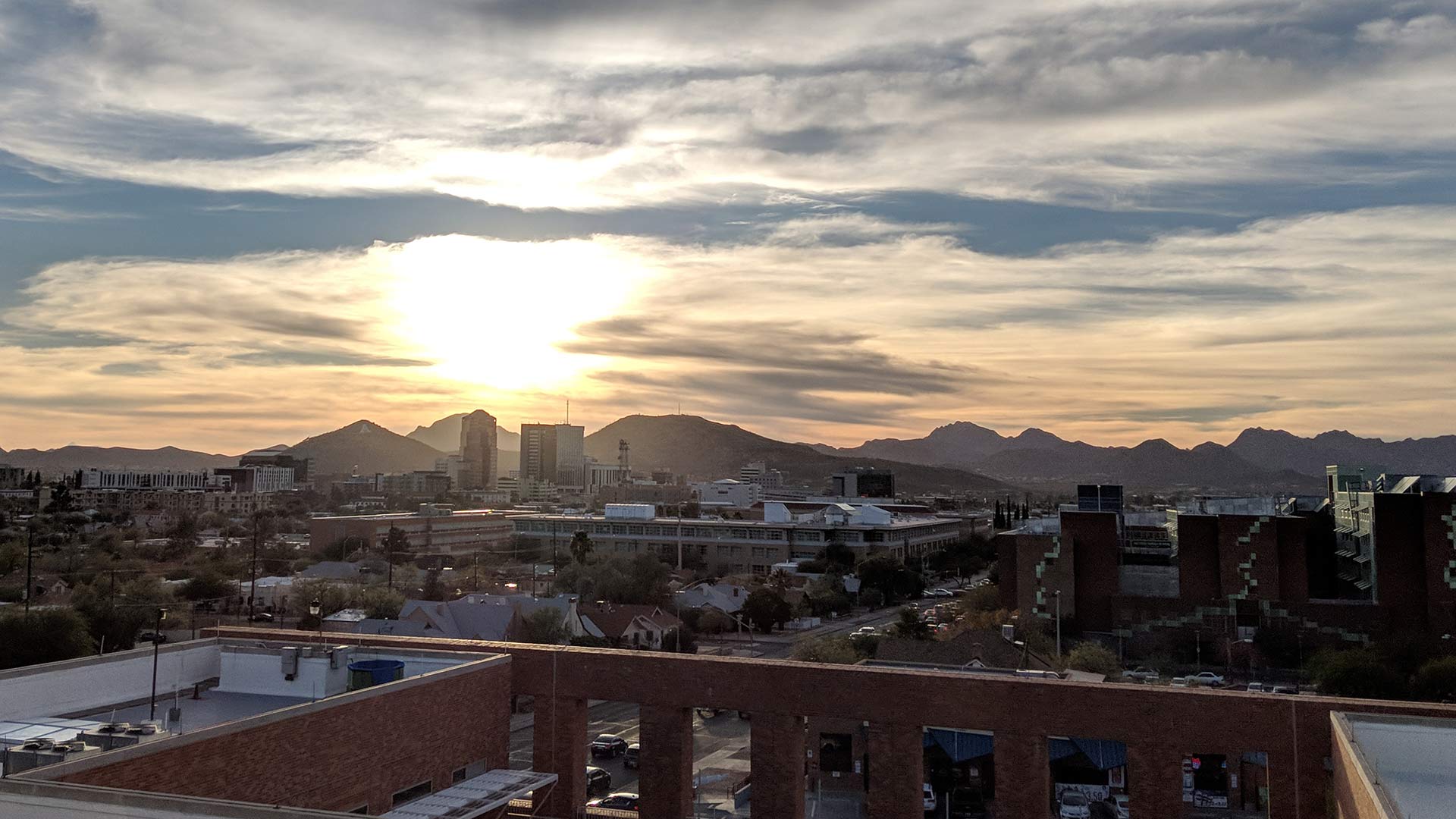 Looking toward downtown Tucson as the sun goes down, January 2018.