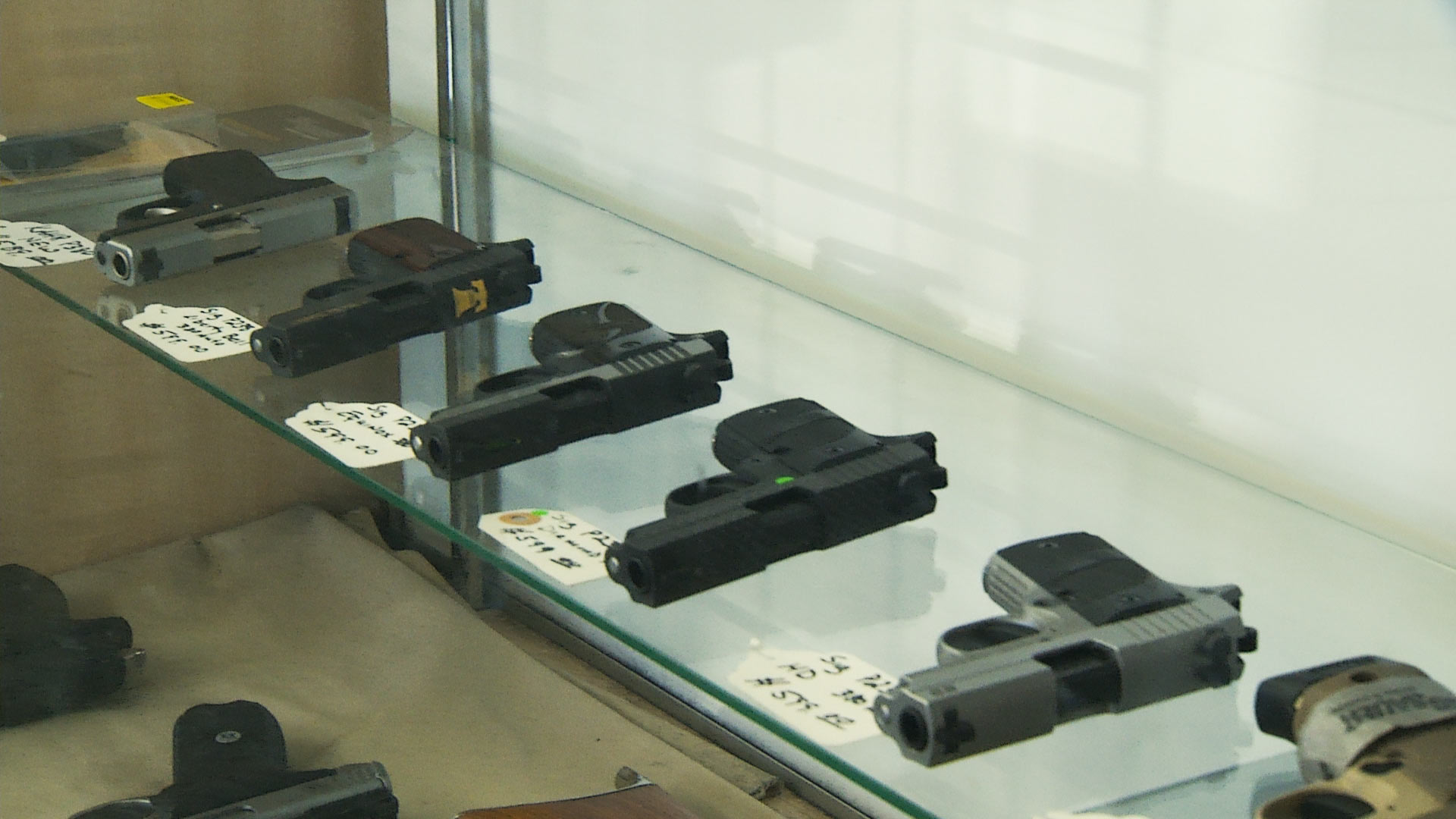 Guns on display in a Tucson store.