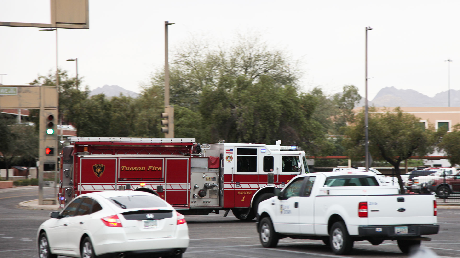 Tucson Fire Department responding to a call in downtown Tucson. 