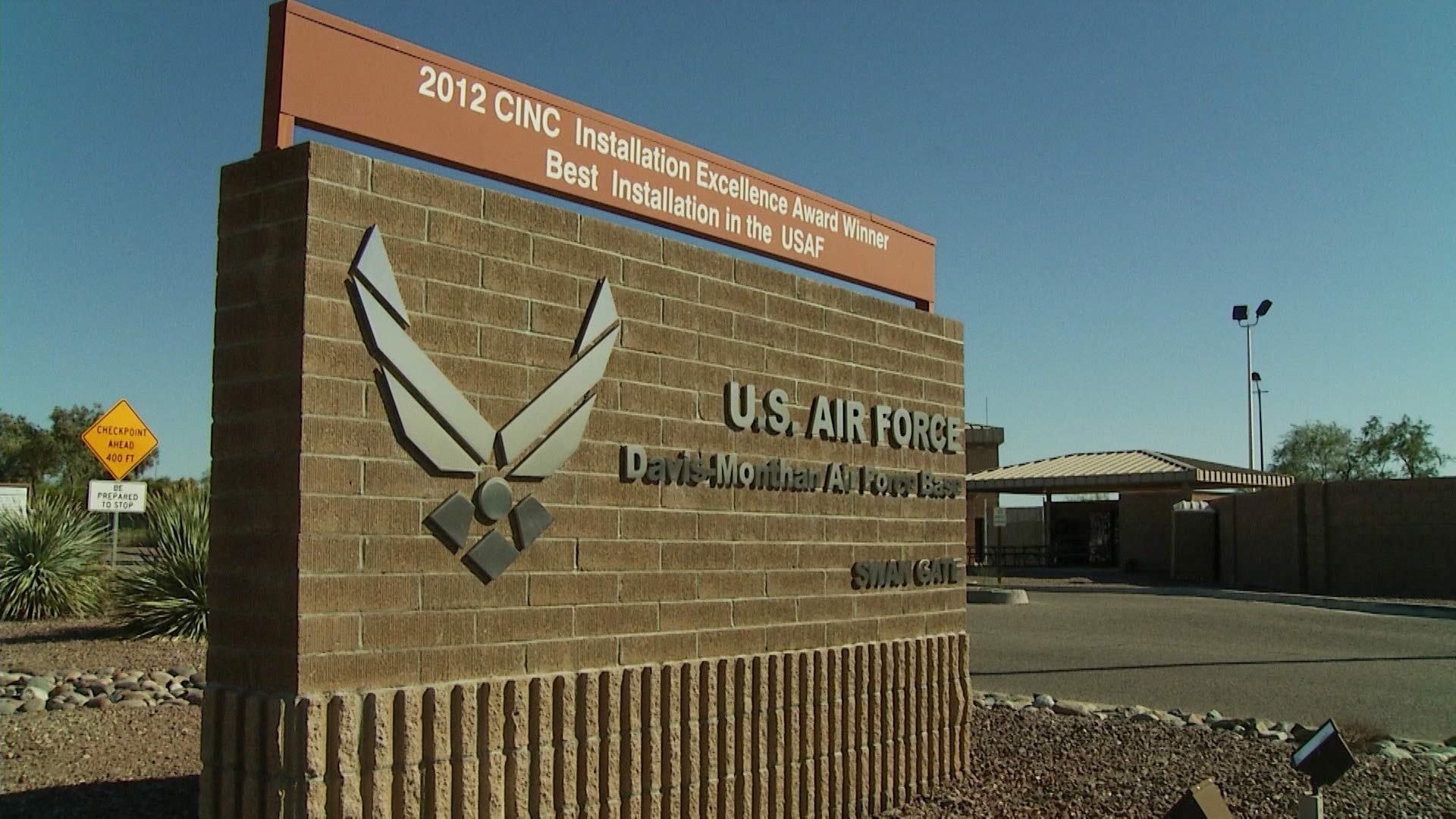The sign at Tucson's Davis-Monthan Air Force Base.