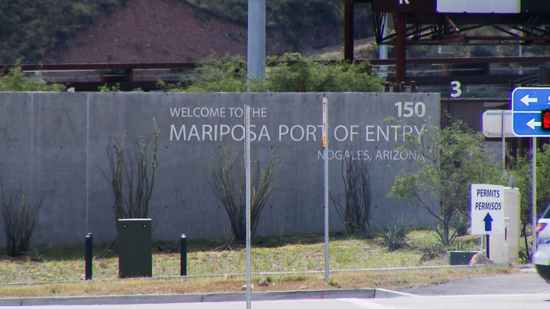 A sign at the Mariposa Port of Entry.