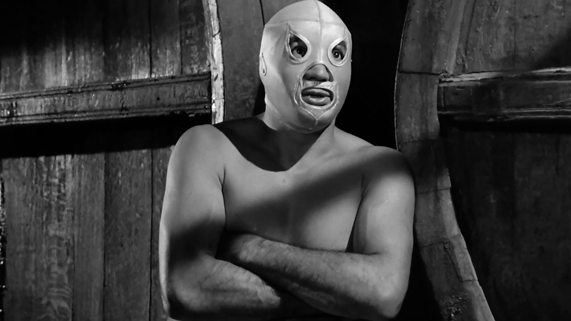 The masked wrestler El Santo, a Mexican film star and folk hero, appearing in "El Santo contra El Cerebro del Mal", part of the 2018 Tucson Cine Mexico film festival.