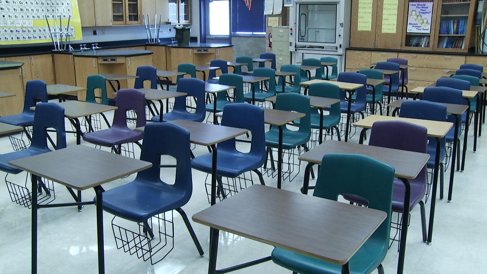 Empty classroom full of chairs in Arizona