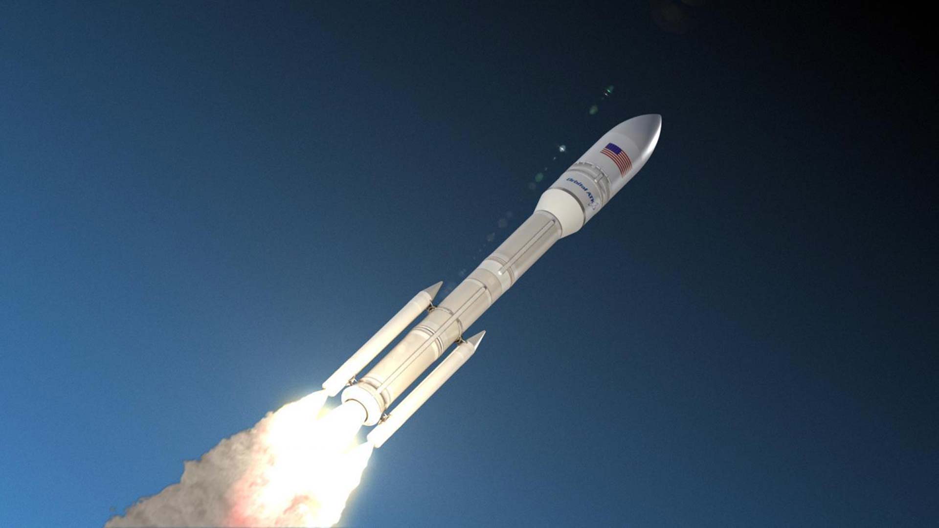 An artist's rendition of Orbital ATK's Next Generation Rocket in flight.