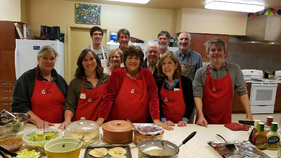 Volunteers from Arizona Public Media prepare meals for families at a local Ronald McDonald House.