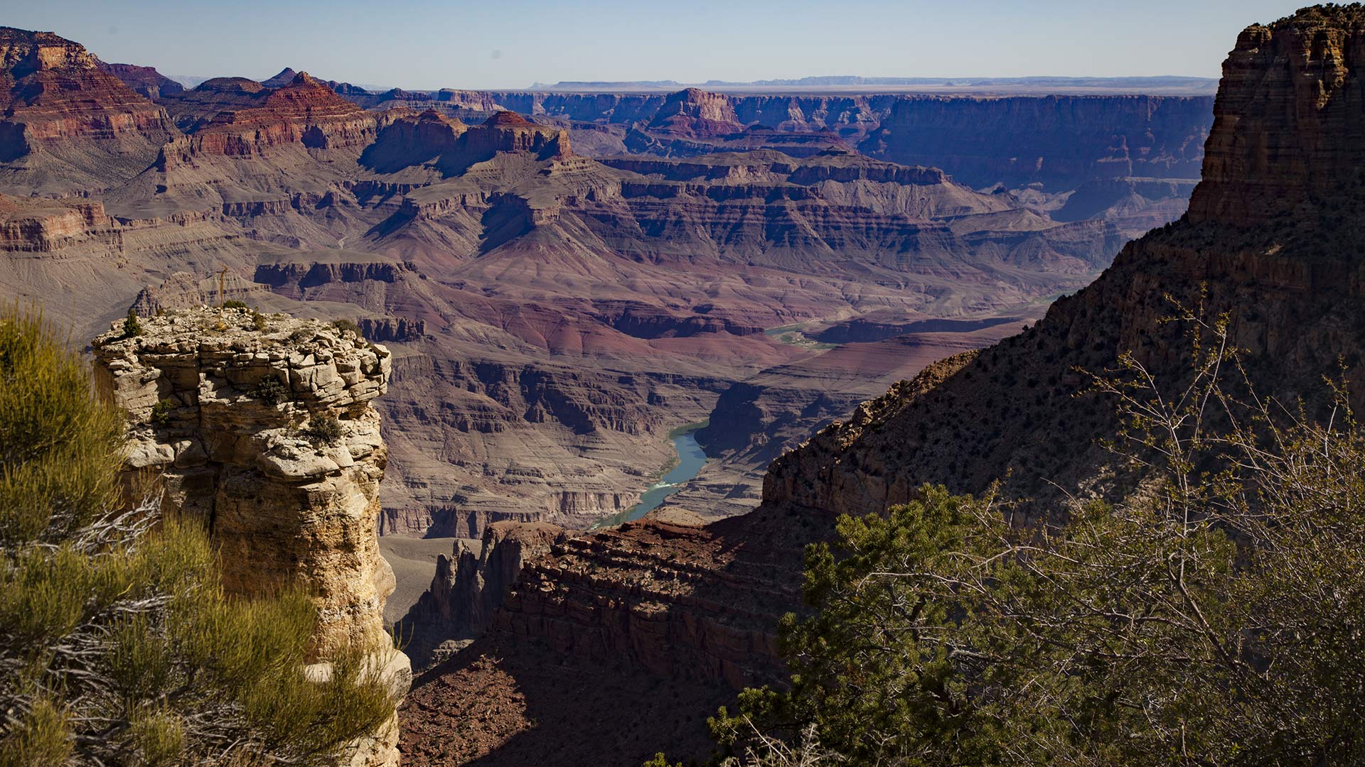 The Colorado River snakes through the Grand Canyon.