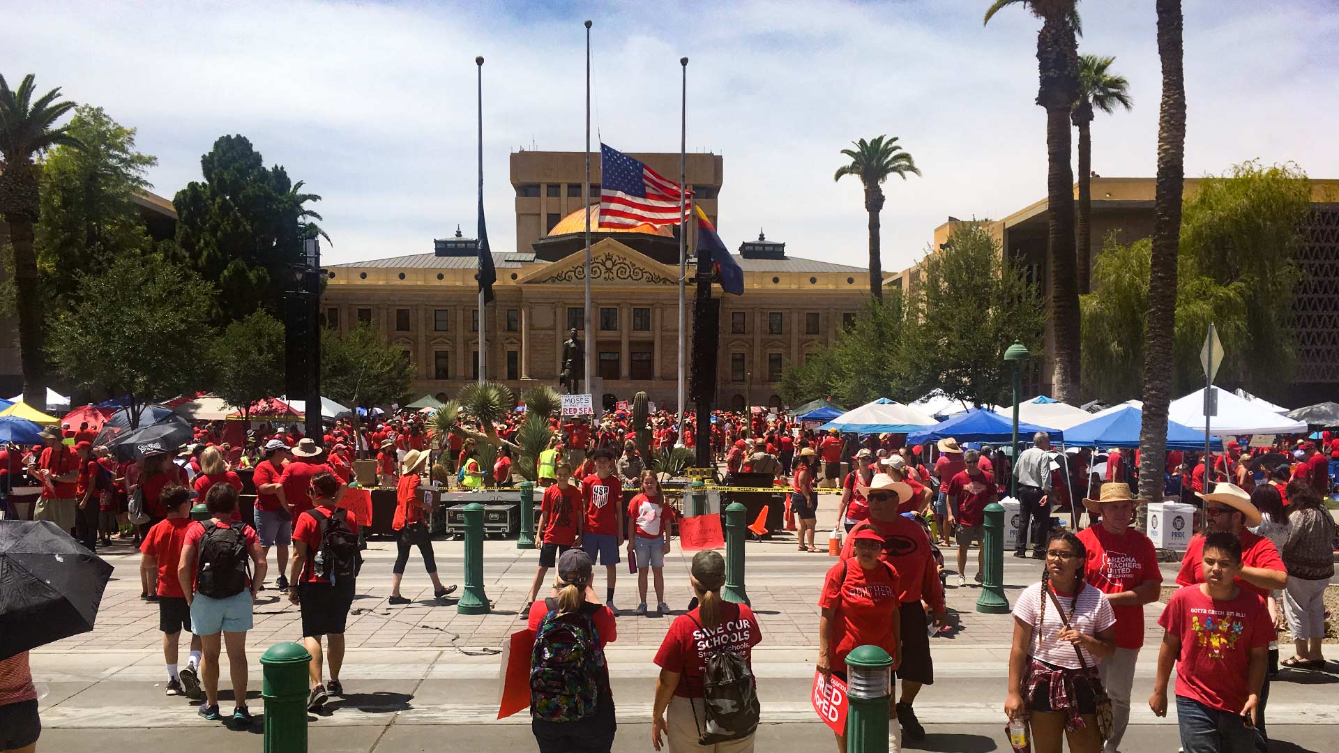 #RedForEd demonstrators at the Arizona Capitol, April 30. The protests continued a walkout that started the previous Thursday to demand education funding.