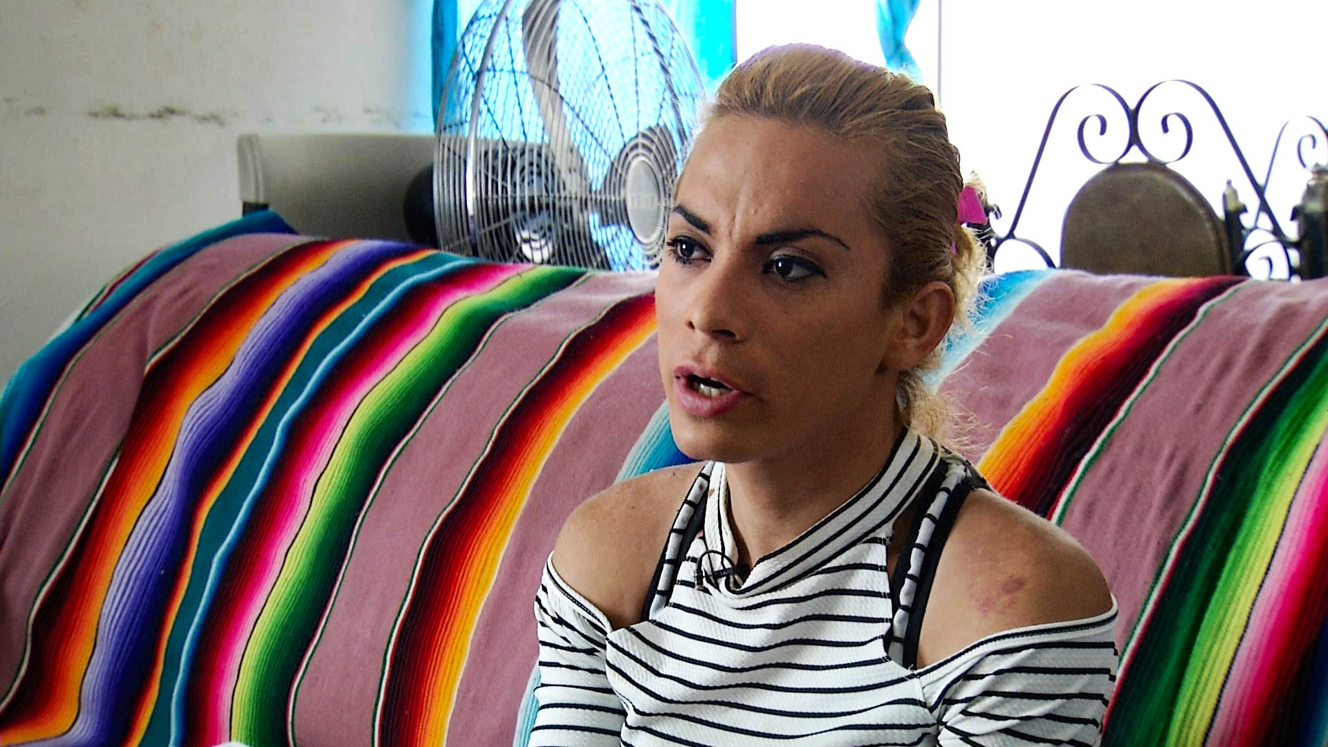 Nicol rests at a women shelter in Nogales, Sonora, after making a six-week trip to get to the U.S.-Mexico border.  She plans to seek asylum.