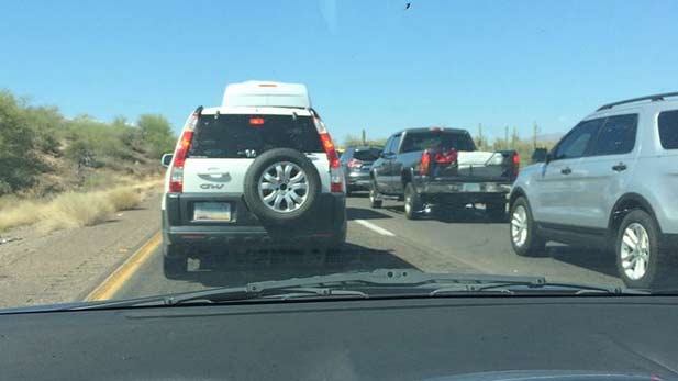 Interstate 17 traffic, as seen from the driver's vantage.