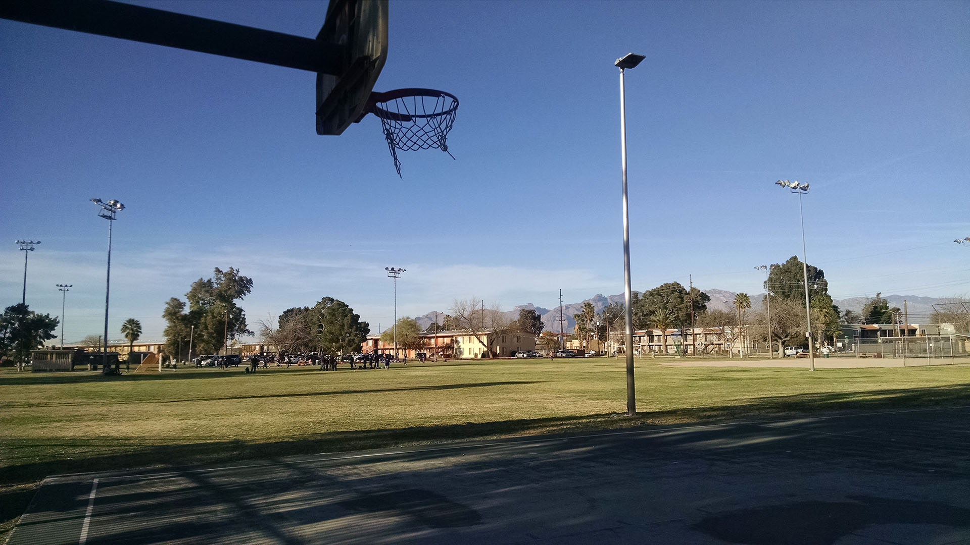 Families attend a youth soccer game at Menlo Park.