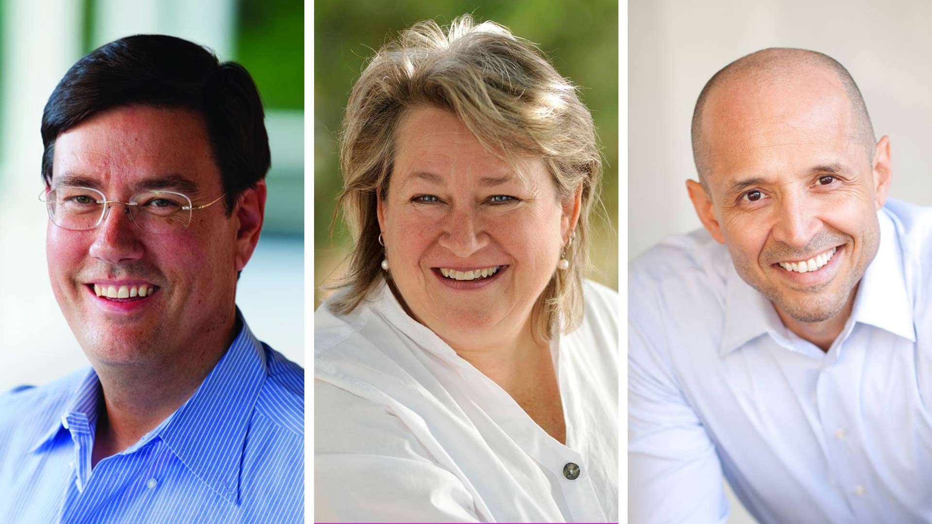 Gubernatorial Democratic primary candidates Steve Farley, Kelly Fryer, and David Garcia. Images via the candidates' Facebook page.