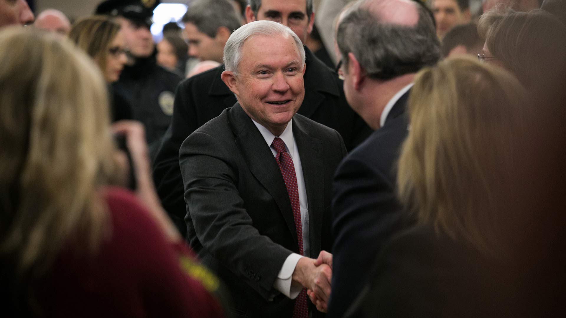 Attorney General Jeff Sessions after taking an oath of office, Feb. 9, 2017.