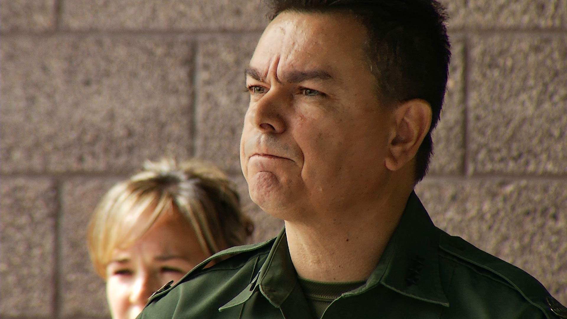 Border Patrol Tucson Sector Chief Rodolfo Karisch speaks to the media June 13, 2018 about a shooting that wounded an agent on the border near Arivaca the day before.