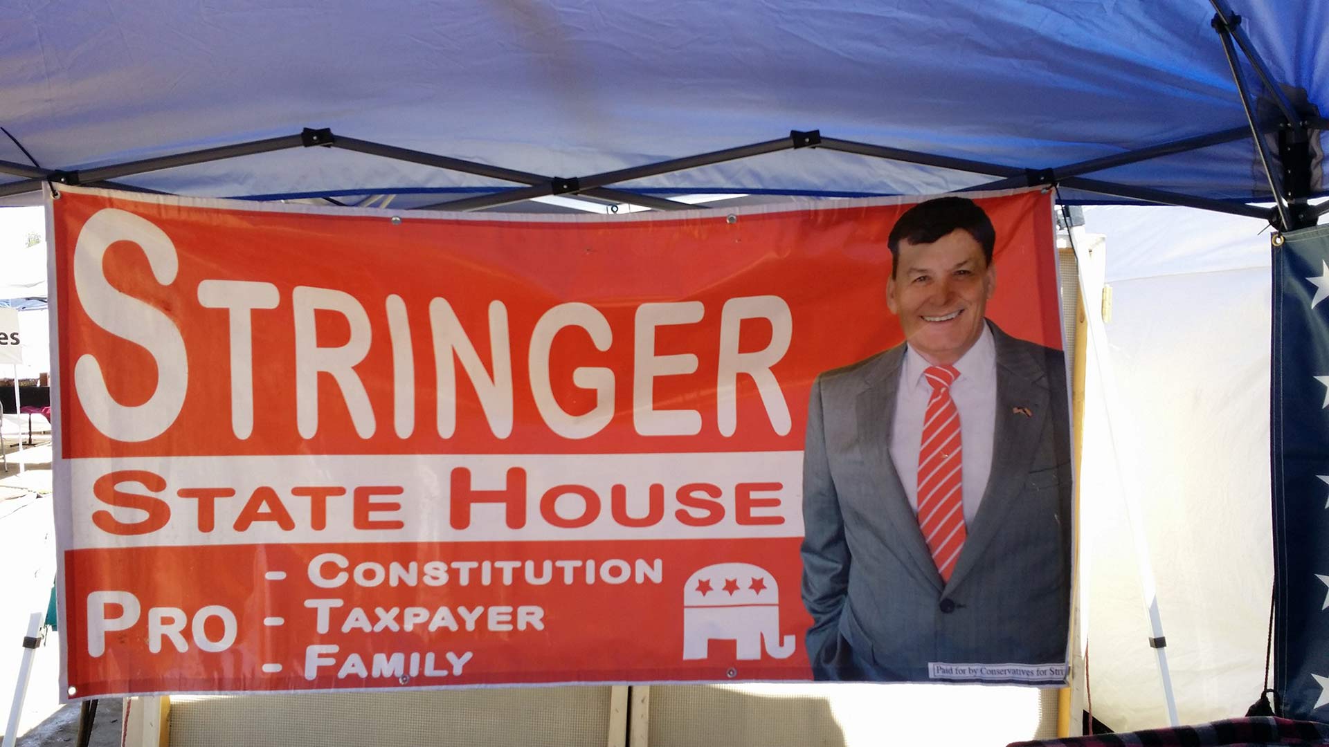A photo of a campaign banner for Arizona Rep. David Stringer, R-Prescott, posted on Stringer's Facebook page.