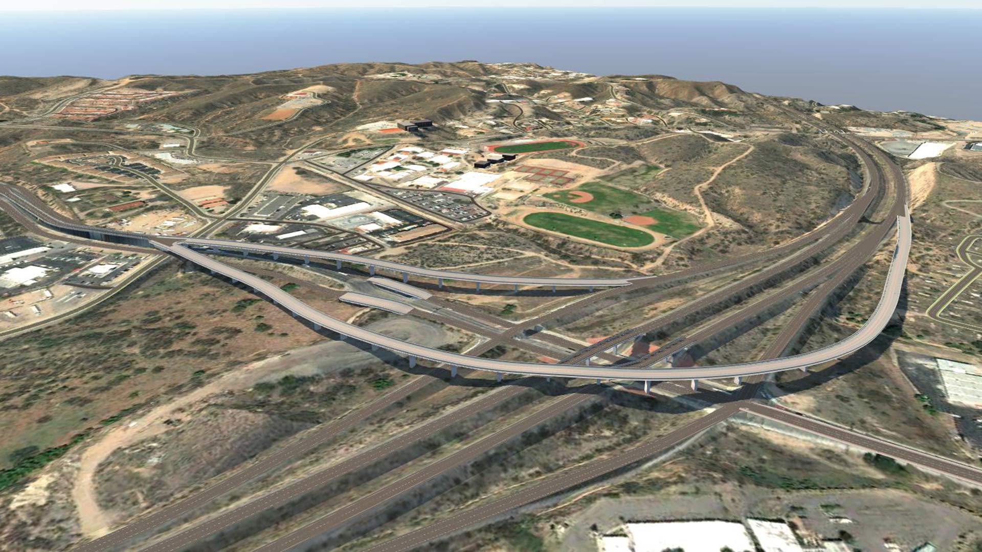 A computer-generated image shows proposed flyover ramps connecting State Route 189 to Interstate 19 near Nogales. The improvements, planned for completion in 2021, will give commercial traffic from the Mariposa Port of Entry easier access to the interstate.