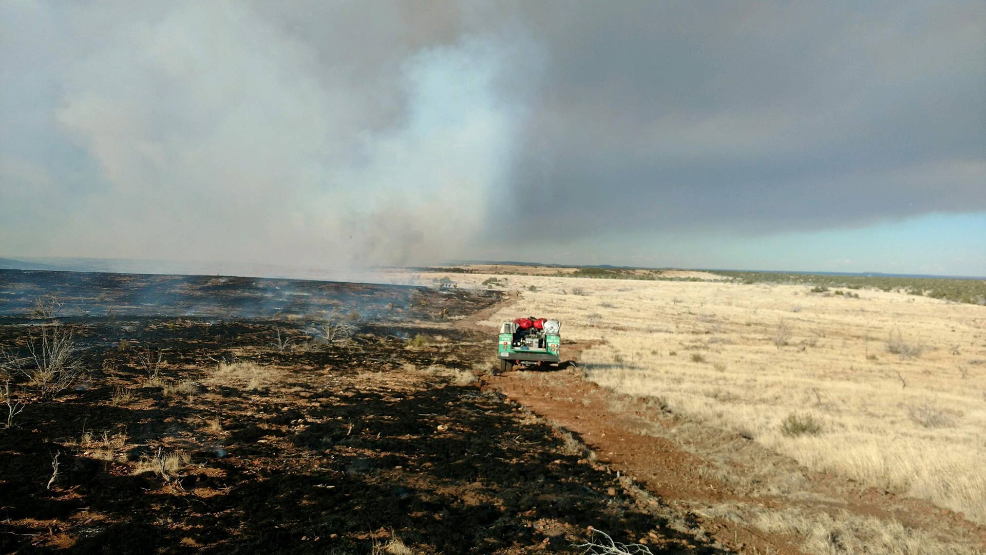 An image of a fire truck on the "377 Fire," which the Forest Service says comprises various wildfires, June 4, 2018.