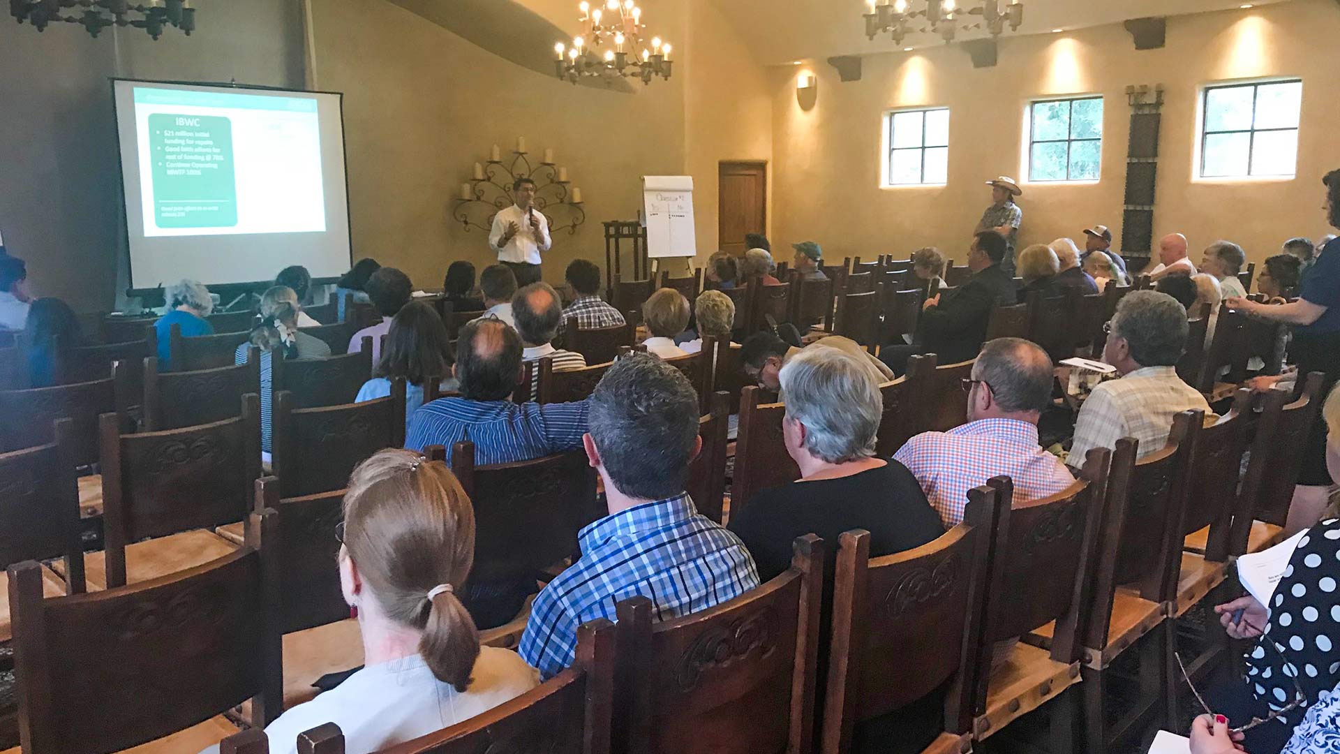 Misael Cabrera, director of the Arizona Department of Environmental Quality, meets July 10, 2018 with Southern Arizona residents about replacing the 8-mile IOI pipeline, which carries raw sewage from Mexico into Arizona. The treated water is then released into the Santa Cruz River.