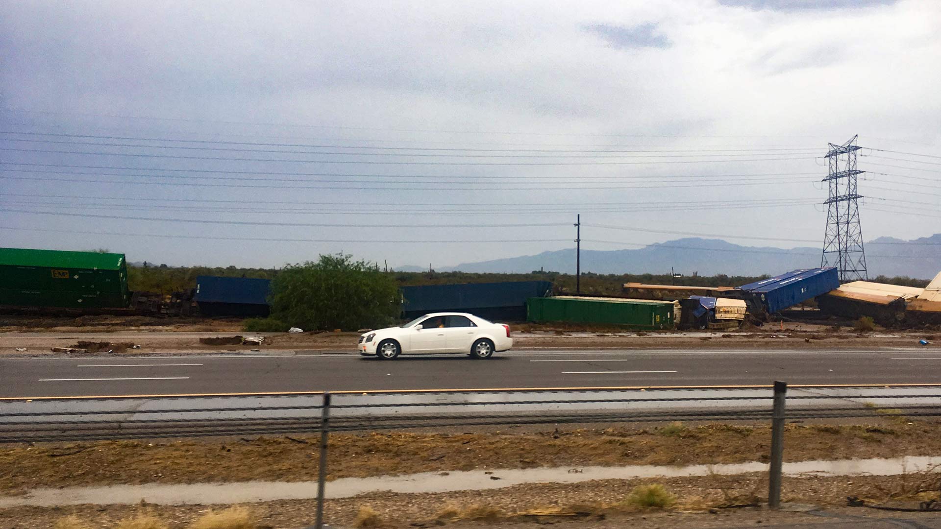 July 10 photo of a train derailment outside of Marana during monsoon rains.