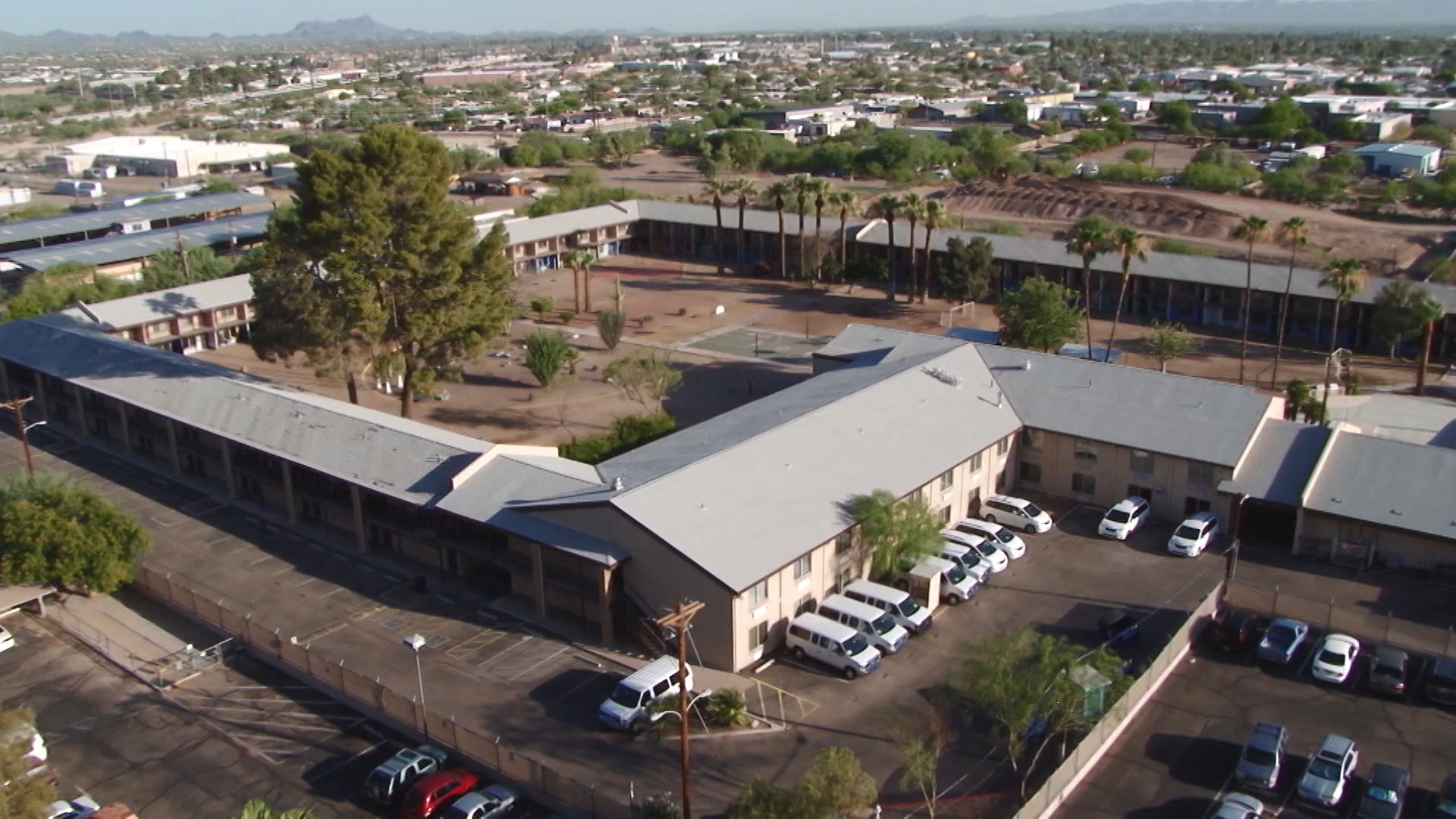 A view of the Southwest Key facility in Tucson from a neighboring balcony. 