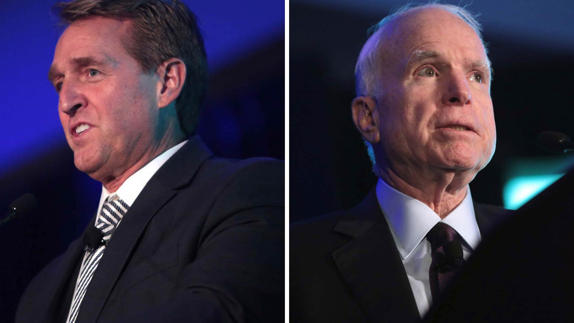 U.S. Sens. from Arizona Jeff Flake, left, and John McCain.