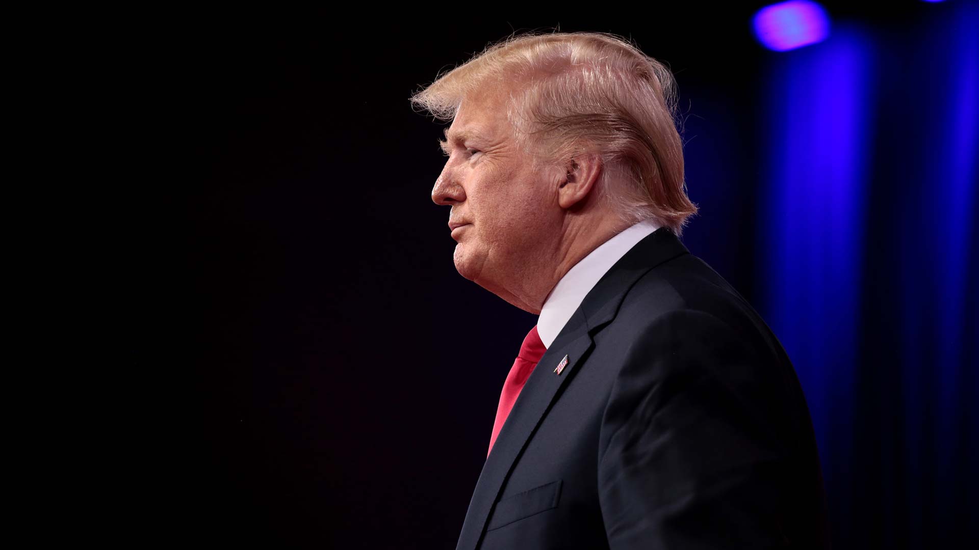 President of the United States Donald Trump speaking at the 2018 Conservative Political Action Conference (CPAC) in National Harbor, Maryland.