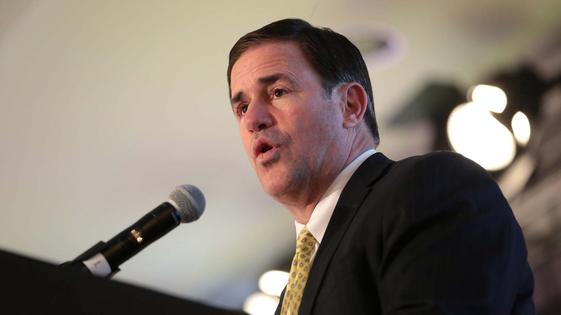 Governor Doug Ducey speaking with attendees at the 2018 Arizona Technology Innovation Summit at the Camby Hotel in Phoenix, Arizona.