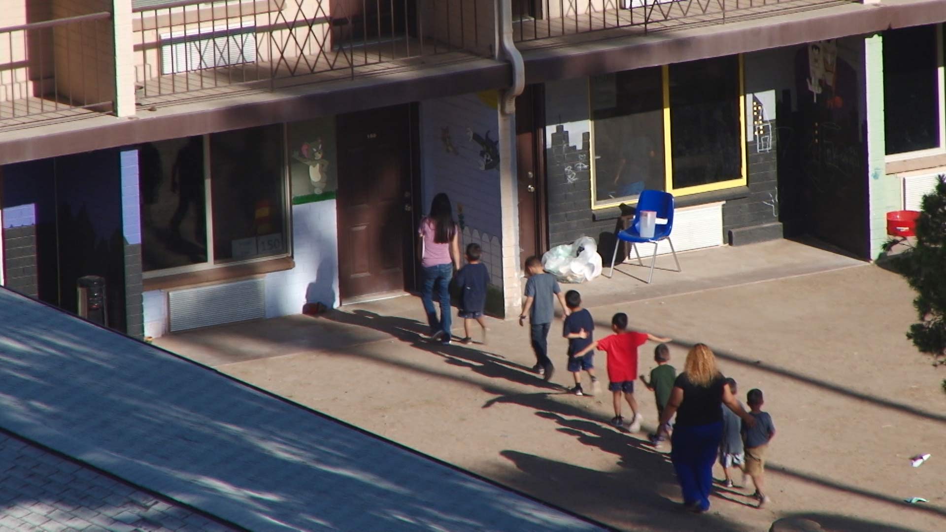 Children seen on the grounds of the Southwest Key facility in Tucson, Arizona, July 7, 2018.