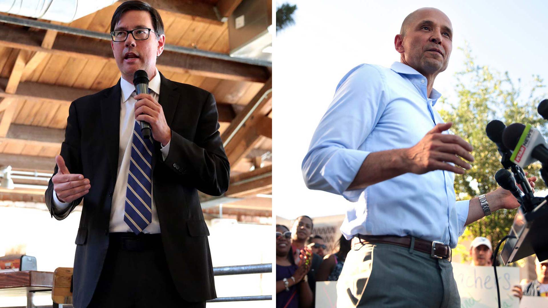 Democratic gubernatorial candidates Steve Farley, left, and David Garcia. Photos by Gage Skidmore.