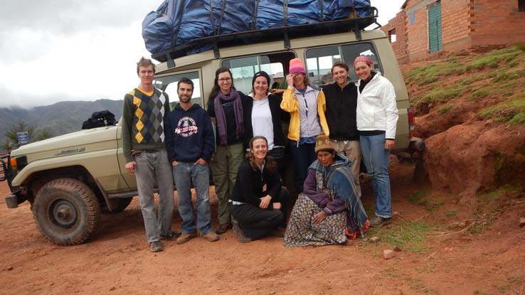 Pictured are UA students with of Engineers Without Borders who worked on a sanitation project in the Bolivian Andes in the summer of 2015. Vicki Karanikola is in the back row, at center. 