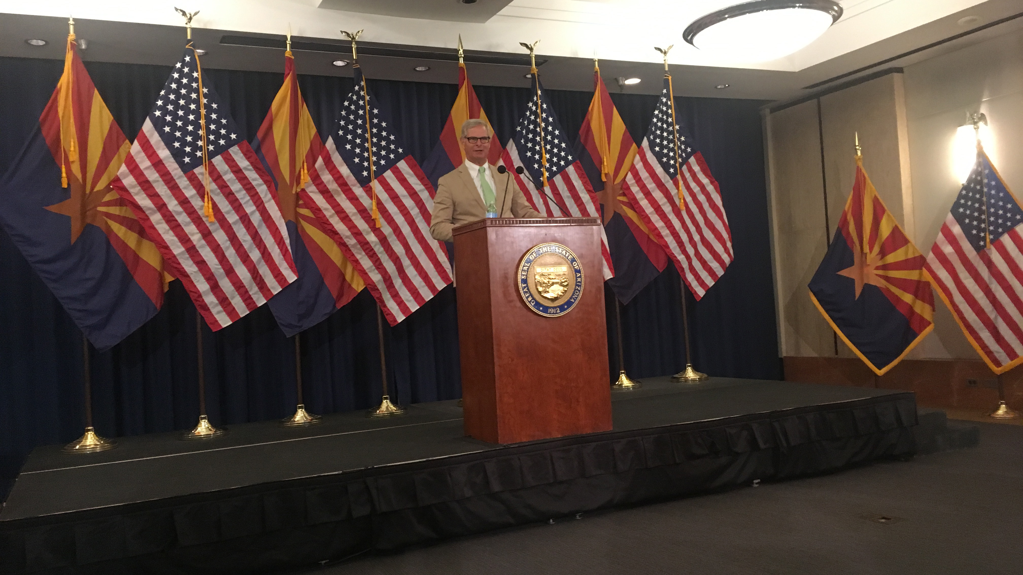 Rick Davis, former McCain presidential campaign manager, McCain family spokesman, meets with members of the media at the Arizona Capitol. August 27, 2018