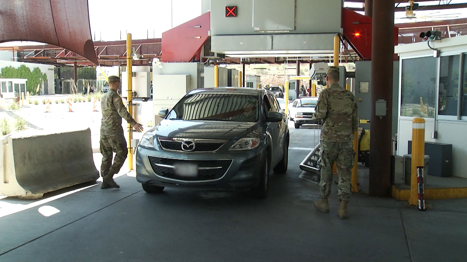 Members of the National Guard assist customs officers at the Mariposa Port of Entry in Nogales as part of their deployment to border states. 