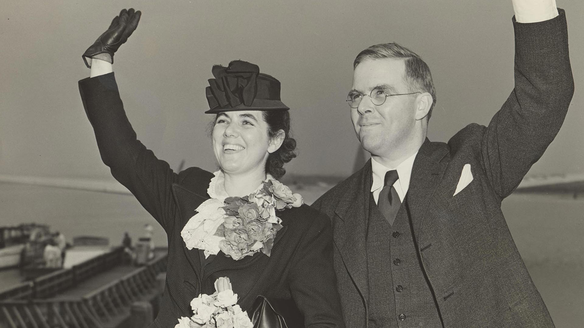 Martha and Watistill Sharp departing New York Harbor for Prague (via London) 1939