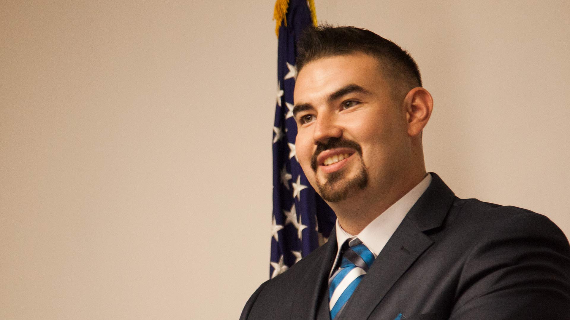 Veteran Nicholas Andres Figueroa at the Tucson Metro Chamber, Sept. 13, 2018