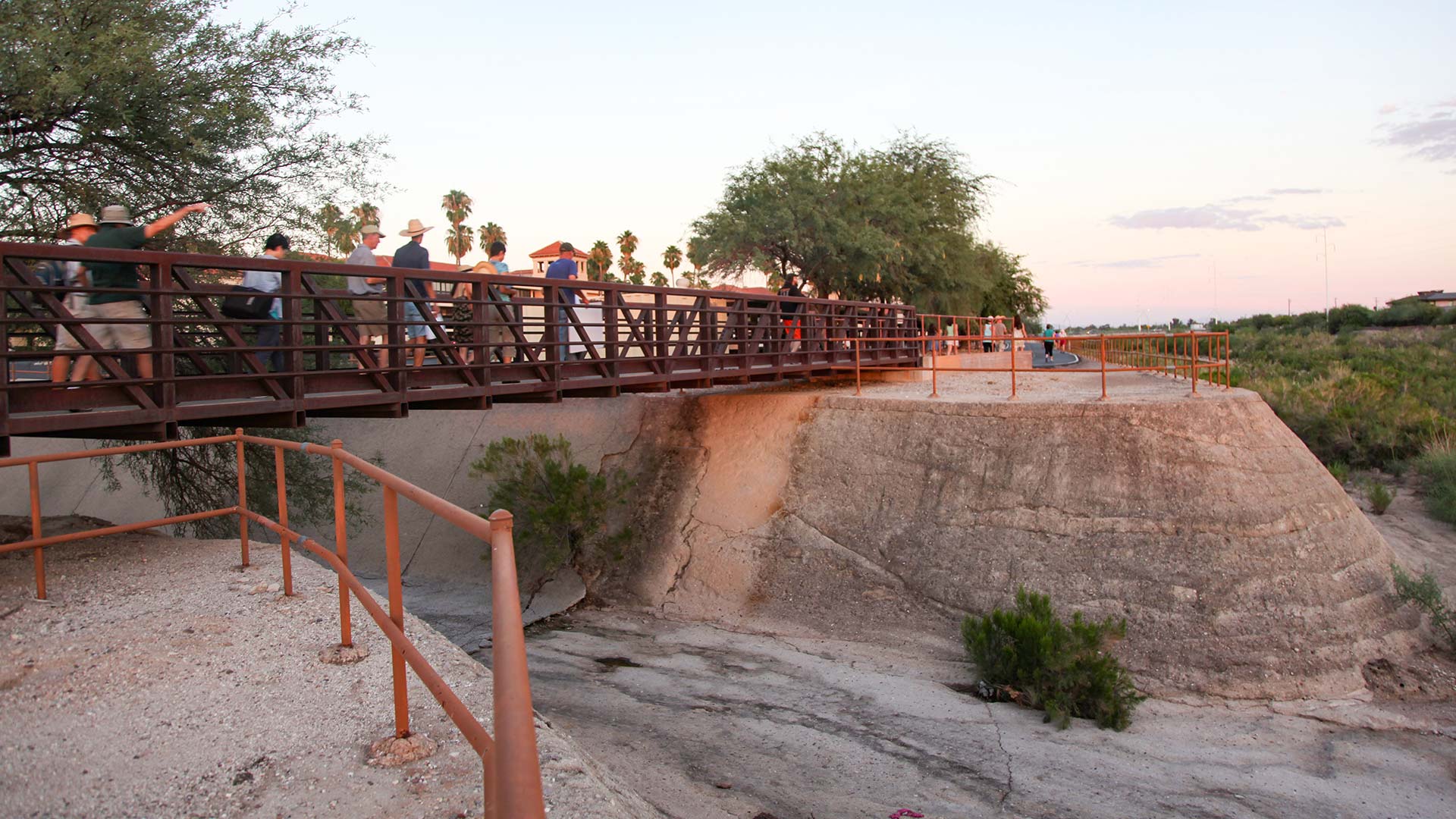 Participants walk along the Rillito River path in on the tours held by members of Watershed Management Group. 