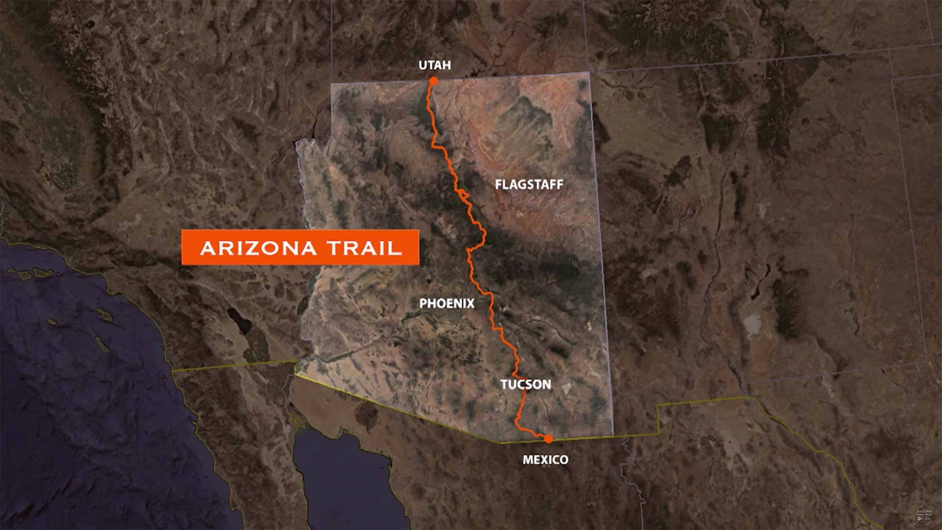 The Arizona Trail runs from the border with Mexico to the Utah state line.