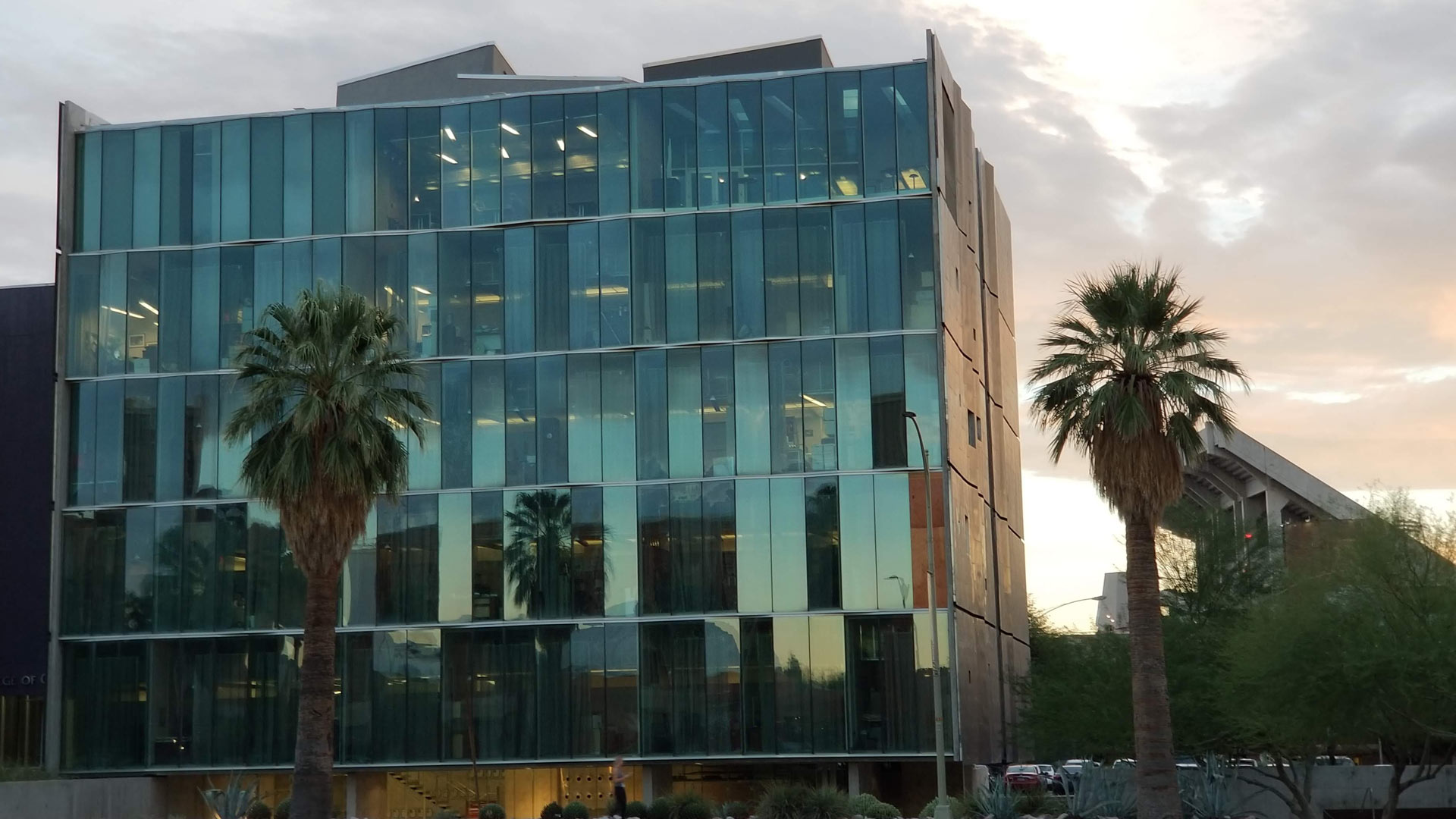 The Optical Science Building on the campus of the University of Arizona.