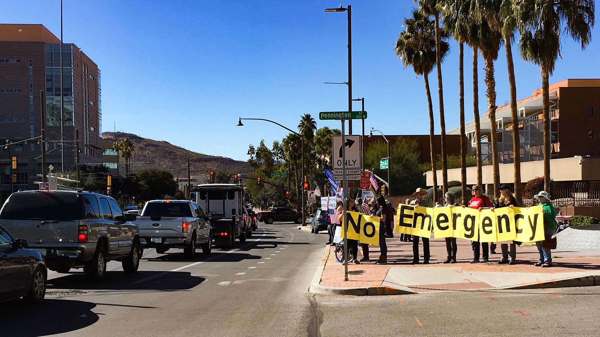 Demonstrators gathered in downtown Tucson to protest the government shutdown, Jan. 25, 2019.