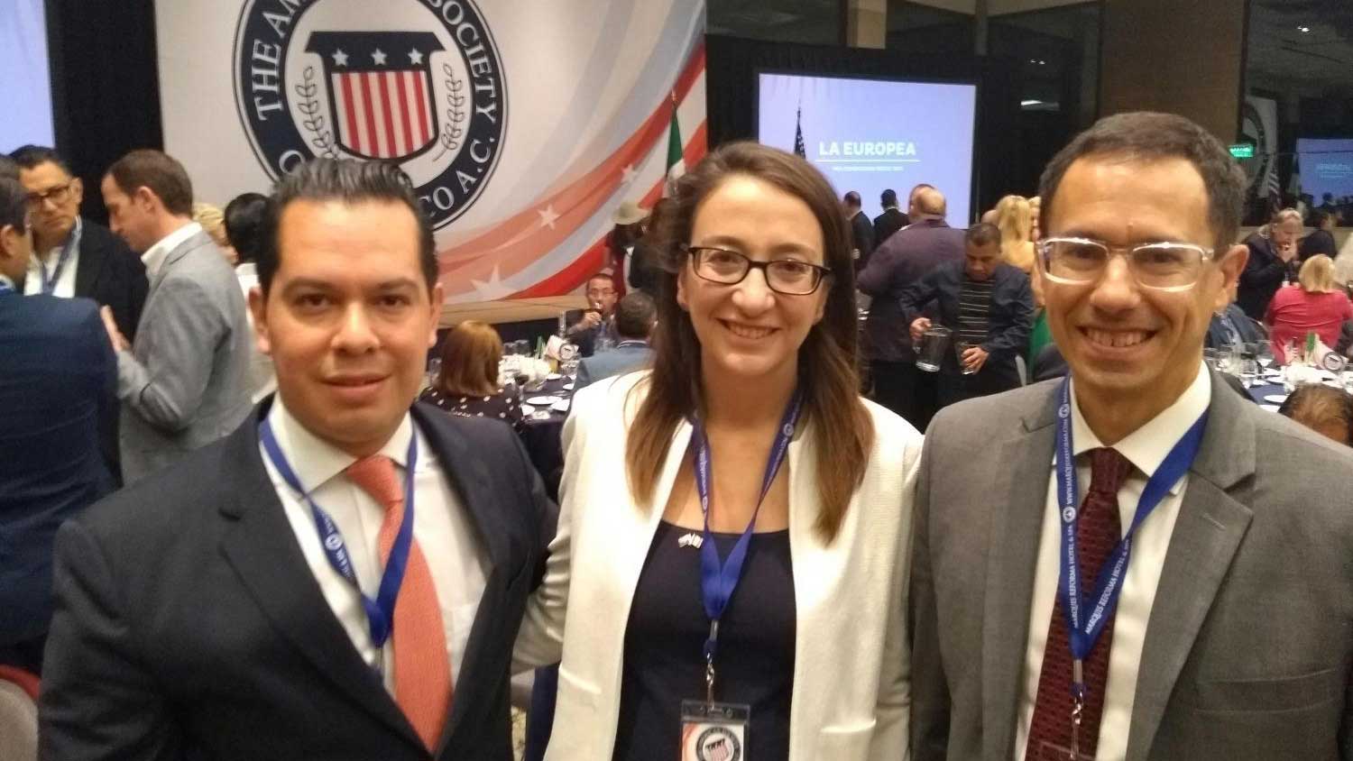 From left, trade representative in Mexico City José Andrés García, Arizona Trade and Investment Office in Mexico director Natalia Pérez and Arizona Chamber of Commerce and Industry President Glenn Hamer at an American Society of Mexico event.