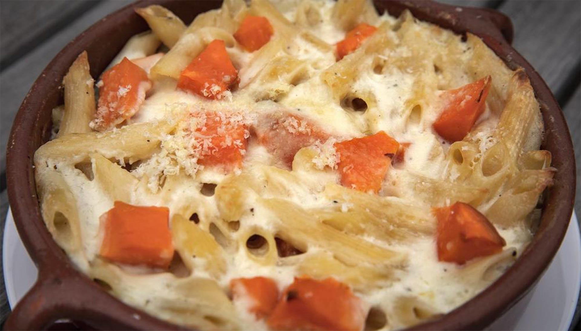 Sweet Potato Mac and Cheese by chef Kathy Gunst.