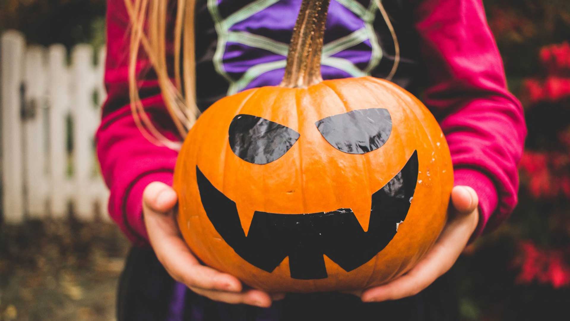 Close-up of a Halloween jack-o-lantern.