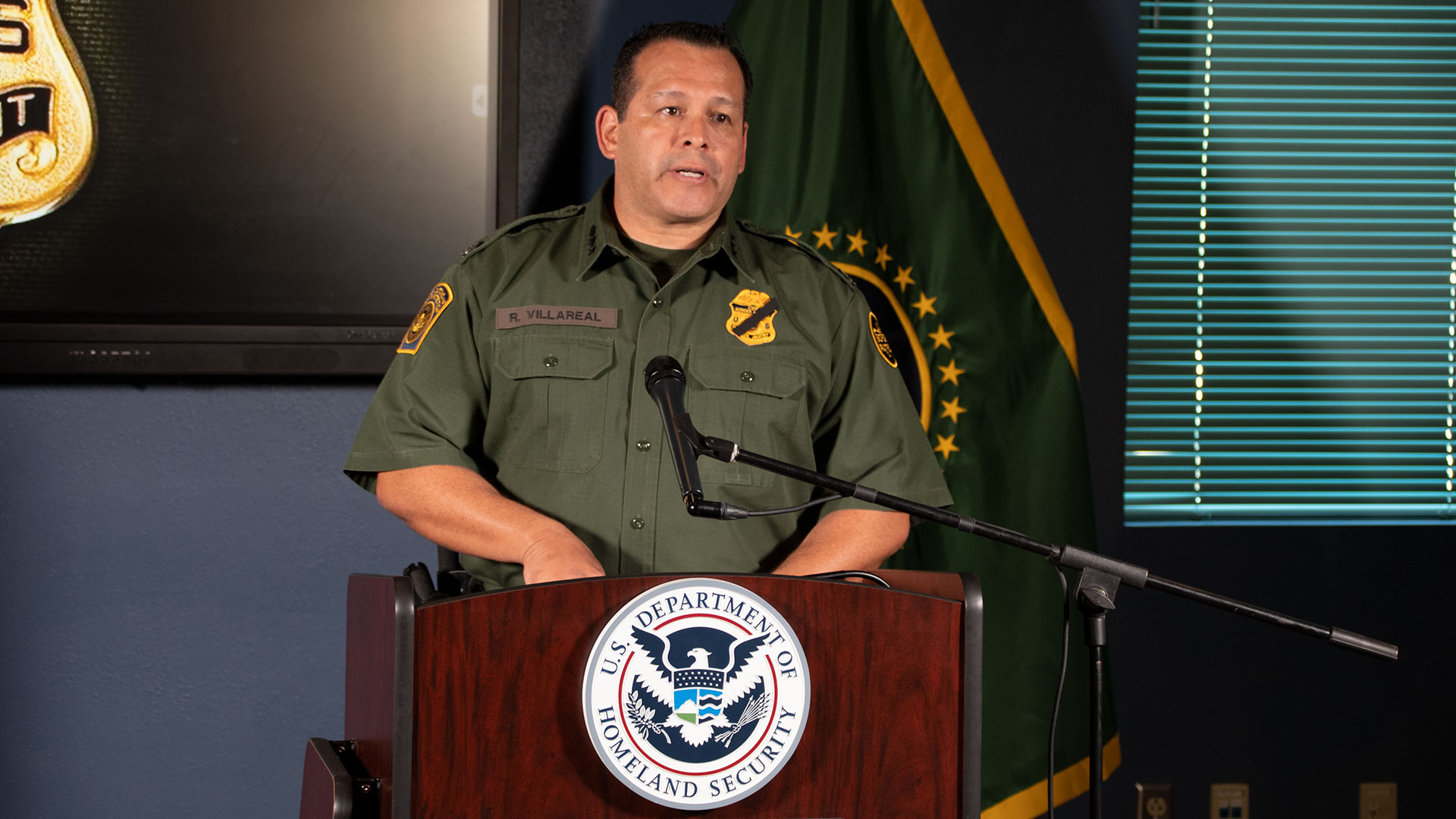 Tucson Sector Chief Roy Villareal speaks at an Oct. 7, 2019 news conference in Tucson about the death of agent Robert Hotten.