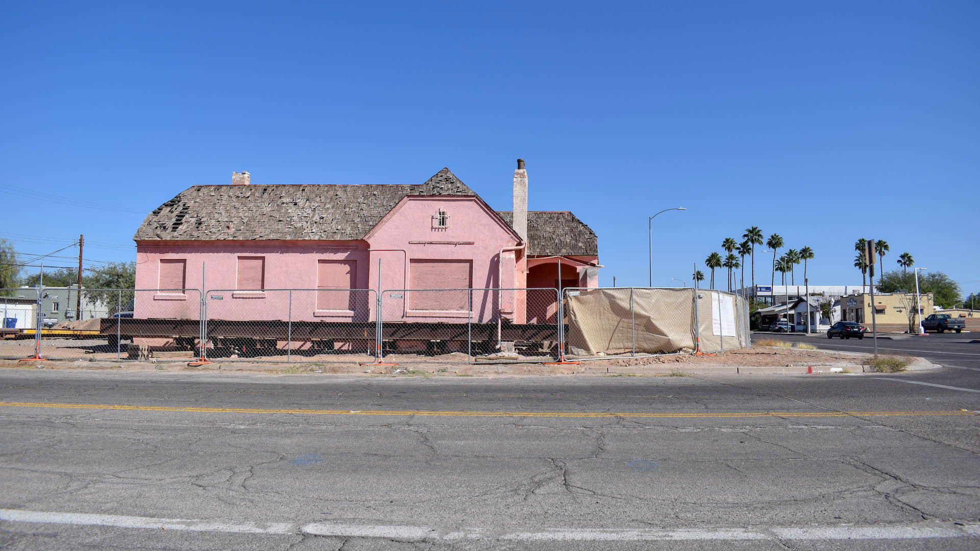 Historic bungalows along Broadway Blvd were moved as part of the preparation for widening of the road.