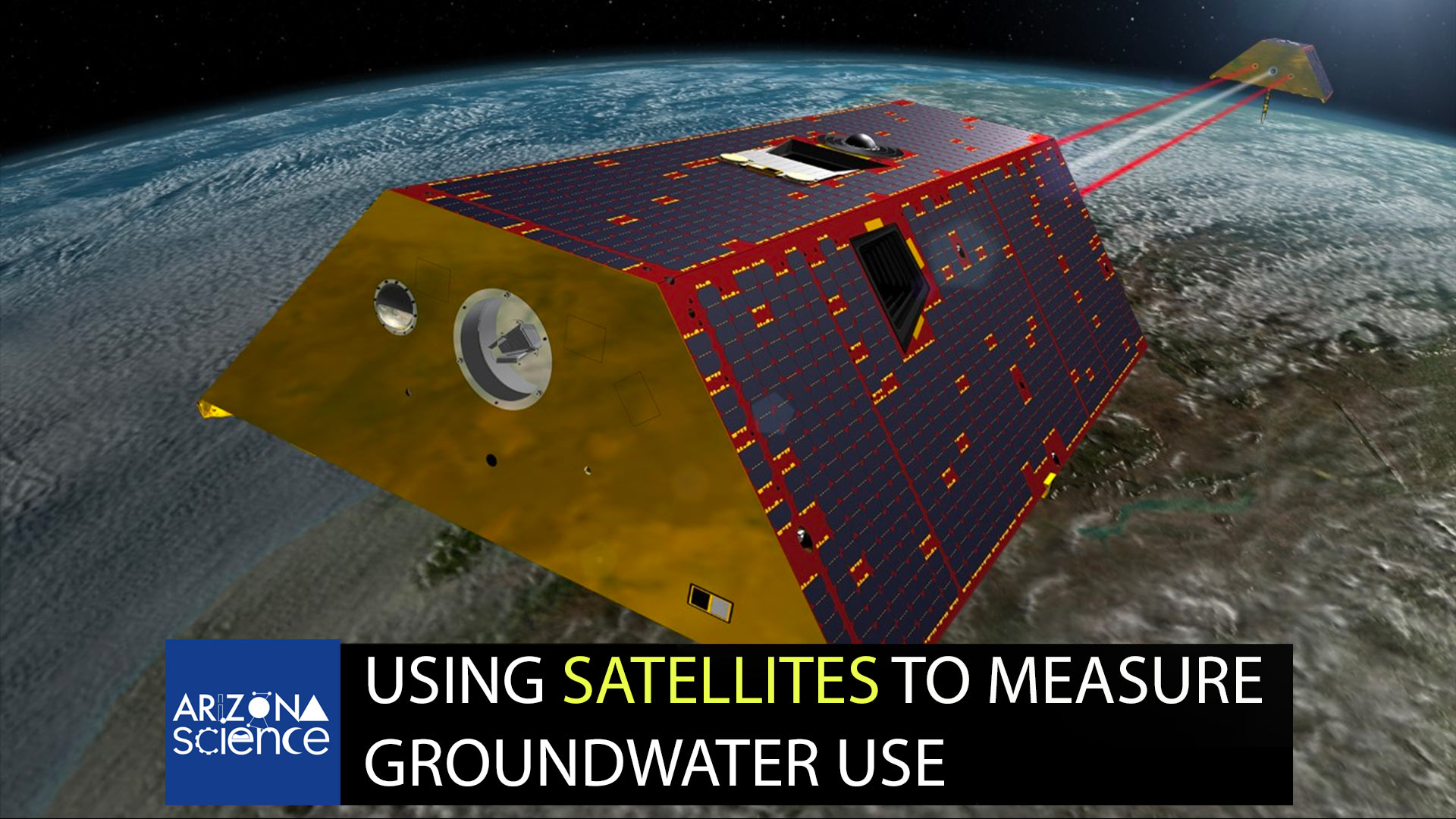 Earth-orbiting GRACE satellites work in tandem to acquire accurate surface data.

